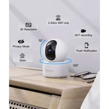 GALAYOU Indoor Security Camera 2K, Pet Camera, 360 Degree WiFi Home Security Camera for Baby/Elder/N...