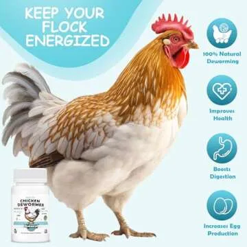Chicken Dewormer - 120 Tablets All-Natural Formula, US-Made Chicken Dewormer Supplies For All Ages and Sizes to Relieve and Prevent Worms in Laying Hens, Chicks, Roosters, Turkeys, and Other Poultry