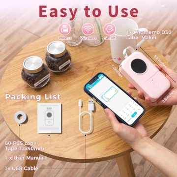 Phomemo D30 Portable Bluetooth Label Maker for Easy Organization