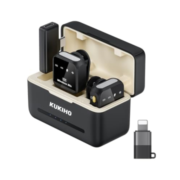 Wireless Lavalier Microphone for iPhone iPad Android With Charging Case 80h Battery Life, Noise Canc...