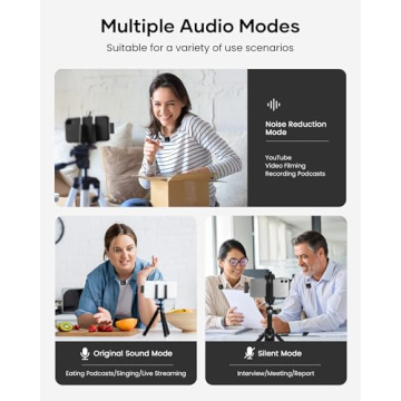 Wireless Lavalier Microphone for iPhone iPad Android With Charging Case 80h Battery Life, Noise Cancellation, 164ft Range Plug-Play Clip On Lapel Mic for Youtube, Video Recording, Vlog, Live Streaming