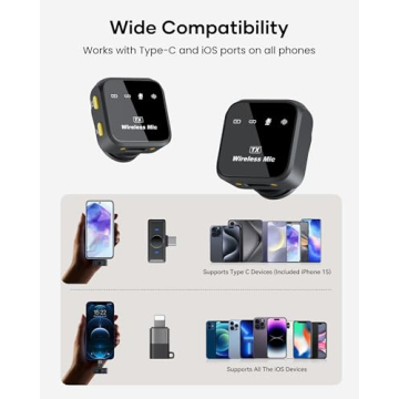 Wireless Lavalier Microphone for iPhone iPad Android With Charging Case 80h Battery Life, Noise Cancellation, 164ft Range Plug-Play Clip On Lapel Mic for Youtube, Video Recording, Vlog, Live Streaming