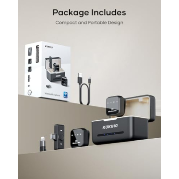 Wireless Lavalier Microphone for iPhone iPad Android With Charging Case 80h Battery Life, Noise Cancellation, 164ft Range Plug-Play Clip On Lapel Mic for Youtube, Video Recording, Vlog, Live Streaming