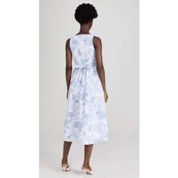 Cinq à Sept Women's Garden Toile Ebba Dress, White/Blue, 16