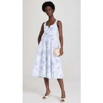 Cinq à Sept Women's Garden Toile Ebba Dress, White/Blue, 16