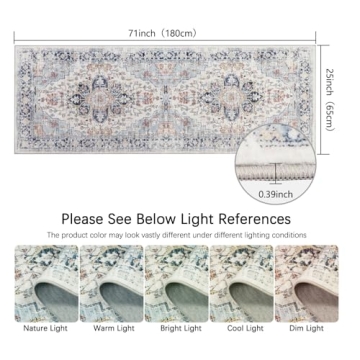 Homcomoda Vintage 2x6 Non-Slip Washable Runner Rug