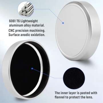 Haoge Cap-X54W Metal Lens Cap for Fujifilm X100VI Fuji X100V Camera Silver Compatible with Haoge LH-X54W Lens Hood