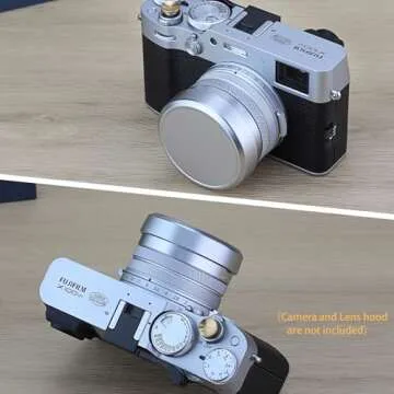 Haoge Cap-X54W Metal Lens Cap for Fujifilm X100VI Fuji X100V Camera Silver Compatible with Haoge LH-X54W Lens Hood