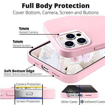 IceSword iPhone 12 Pro Max Case Lovely Pink, Liquid Silicone Slim Protective, Shockproof Phone Case Cover, Soft Anti-Scratch Microfiber Lining, Pastel Baby Pink Cute 6.7 inch 12PM - Lovely Pink