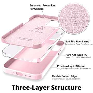 IceSword iPhone 12 Pro Max Case Lovely Pink, Liquid Silicone Slim Protective, Shockproof Phone Case Cover, Soft Anti-Scratch Microfiber Lining, Pastel Baby Pink Cute 6.7 inch 12PM - Lovely Pink