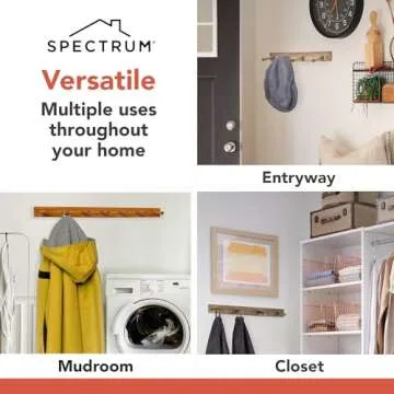 Spectrum Wall Mount 7-Peg Wood Rack (Bamboo) - Organizer for Bathroom, Kitchen, Laundry Room, Office, Garage, Classroom, & More / Hang Entryway Coats, Purses, Scarves, & Hats