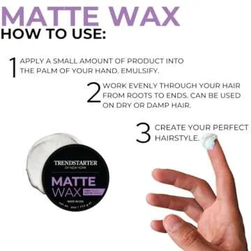 TRENDSTARTER - Men's Firm Hold Travel-Size Pomade (2oz) - Matte Finish, Water-Based, Flake-Free Styling Wax for All Hair Types