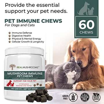 Real Mushrooms Immune Pet Chews (60ct) & Relax Pet Chews (60ct) - Bundle for Immunity, Relaxation & ...