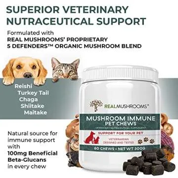 Real Mushrooms Immune Pet Chews (60ct) & Relax Pet Chews (60ct) - Bundle for Immunity, Relaxation & Longevity - Reishi, Lion’s Mane, Ashwagandha, Astragalus & More - Vegan, Non-GMO, Gluten-Free
