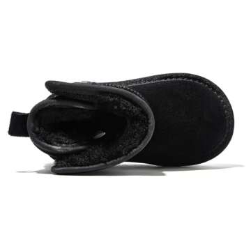 HOBIBEAR Toddler Suede Snow Boots for Boys Girl Faux Fur Lining Anti-Slip Ankle Winter Boots Black,1...