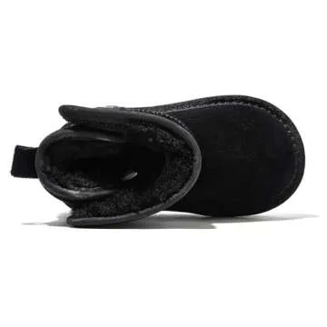 HOBIBEAR Toddler Suede Snow Boots for Boys Girl Faux Fur Lining Anti-Slip Ankle Winter Boots Black,1...