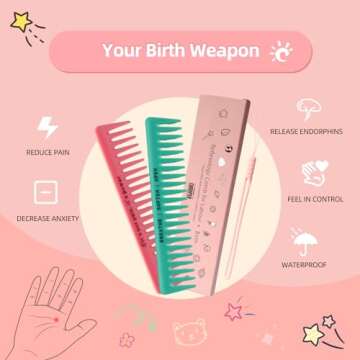 2pcs Labour/Birthing Comb for Labor Contraction and Delivery, Natural Pain Relief, Doula Tool for Pain Management and Anxiety for Pregnancy Women