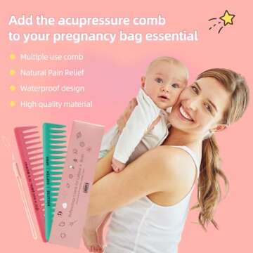 2pcs Labour/Birthing Comb for Labor Contraction and Delivery, Natural Pain Relief, Doula Tool for Pain Management and Anxiety for Pregnancy Women