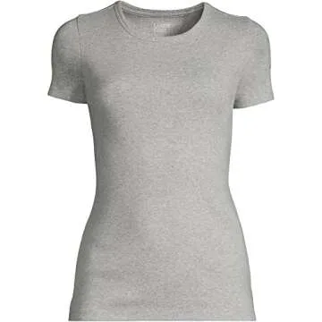 Lands' End Women Classic Gray Heather Short Sleeve Tee
