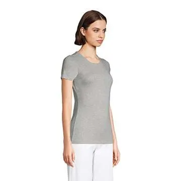 Lands' End Women Classic Gray Heather Short Sleeve Tee