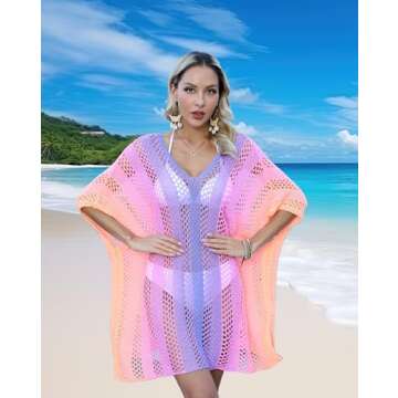 Zion Praiser Women’s Bathing Suit Cover Up Swimsuit Bikini Swimwear Beach Cover Up Dress Gradient color, Large