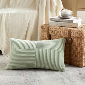 Fancy Homi 2 Packs Sage Green Long Lumbar Decorative Throw Pillow Covers 12x24 Inch for Couch Bed So...