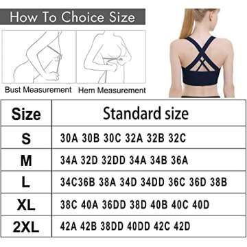 Double Couple Sports Bras for Women Padded High Impact Seamless Criss Cross Back Workout Tops Gym Ac...