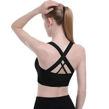 Double Couple Sports Bras for Women Padded High Impact Seamless Criss Cross Back Workout Tops Gym Activewear Bra Large