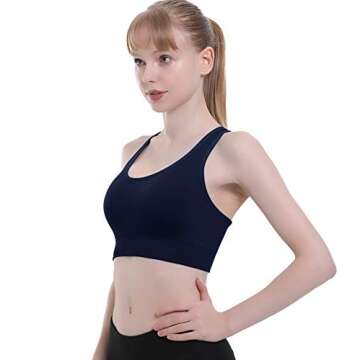 Double Couple Sports Bras for Women Padded High Impact Seamless Criss Cross Back Workout Tops Gym Activewear Bra Large