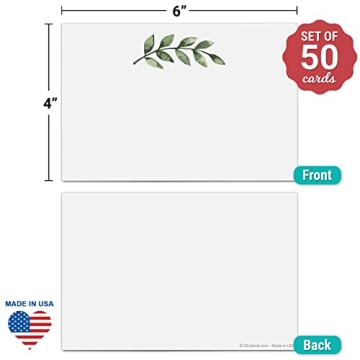 Elegant 321Done 4x6 Greenery Note Cards - 50 Pack