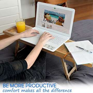 Innovative 2 in 1 Acacia Bath Caddy and Bed Desk