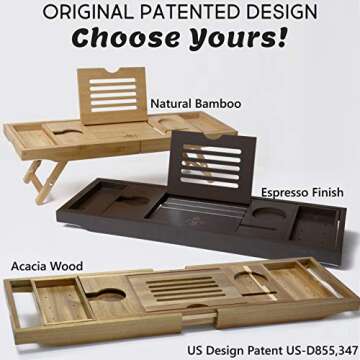 Innovative 2 in 1 Acacia Bath Caddy and Bed Desk