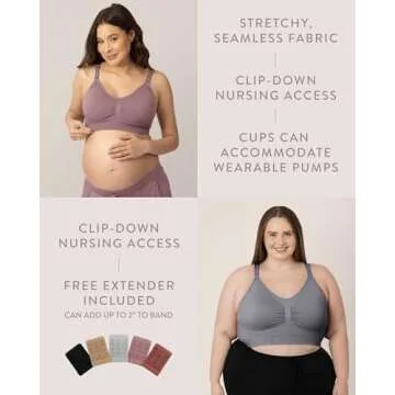 Kindred Bravely Sublime Busty Seamless Nursing Bra for F,G,H,I Cup | Wireless Maternity & Postpartum Bra (Beige, Large-Busty)