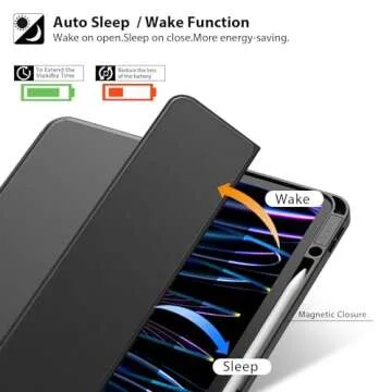 ZtotopCases for iPad Pro 12.9 Inch Case 6th/5th/4th/3rd Generation 2022/2021/2020/2018 with Pencil Holder, Slim Soft TPU Back Tablet Cover+Auto Sleep/Wake, Support 2nd Gen Pencil Charging, Black