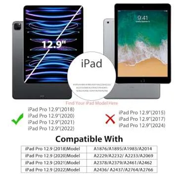 ZtotopCases for iPad Pro 12.9 Inch Case 6th/5th/4th/3rd Generation 2022/2021/2020/2018 with Pencil Holder, Slim Soft TPU Back Tablet Cover+Auto Sleep/Wake, Support 2nd Gen Pencil Charging, Black