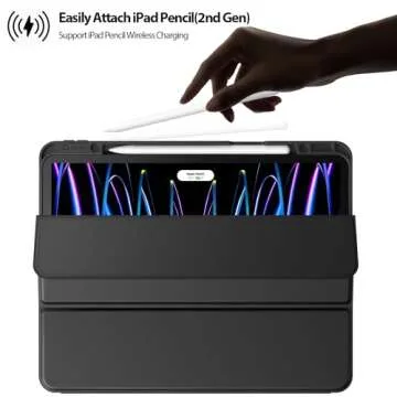 ZtotopCases for iPad Pro 12.9 Inch Case 6th/5th/4th/3rd Generation 2022/2021/2020/2018 with Pencil Holder, Slim Soft TPU Back Tablet Cover+Auto Sleep/Wake, Support 2nd Gen Pencil Charging, Black