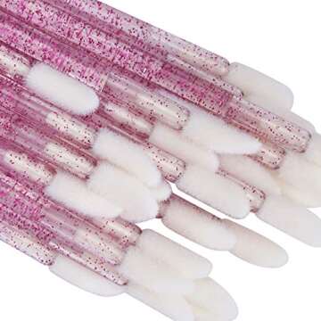 tifanso 300 PCS Lip Brush, Disposable Makeup Applicators, Lip Gloss Brush Lipstick Applicator Wands, Makeup Tool Kits Beauty Cosmetic (Crystal Purple)