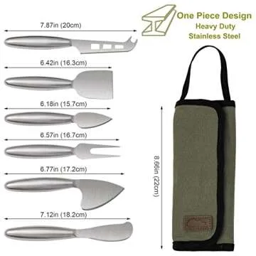 6-Piece Cheese Knife Set, Stainless Steel Cheese Knives for Charcuterie Board for Hard Medium Soft Cheese, Professional Metal Cheese Cutting Knife Cheese Board Accessories with Case Gift Set
