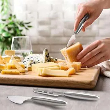 6-Piece Cheese Knife Set, Stainless Steel Cheese Knives for Charcuterie Board for Hard Medium Soft Cheese, Professional Metal Cheese Cutting Knife Cheese Board Accessories with Case Gift Set
