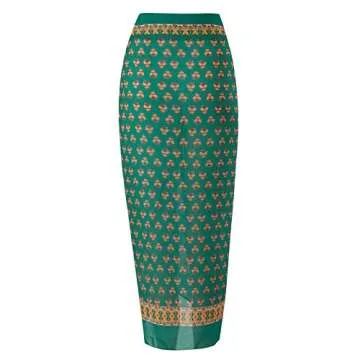 IDOPIP Floral Print Swimsuit with Beach Cover Up Skirt