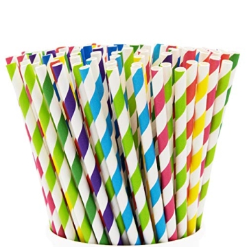 Vibrant Eco-Friendly Paper Straws - 200 Pack