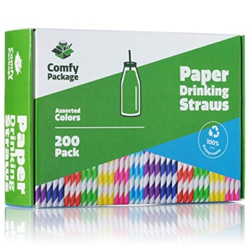 Vibrant Eco-Friendly Paper Straws - 200 Pack