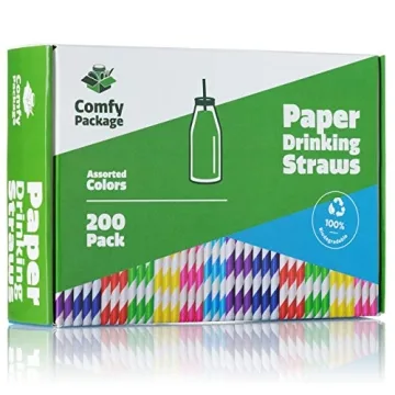 Vibrant Eco-Friendly Paper Straws - 200 Pack