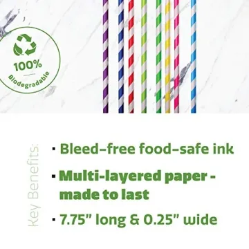Vibrant Eco-Friendly Paper Straws - 200 Pack