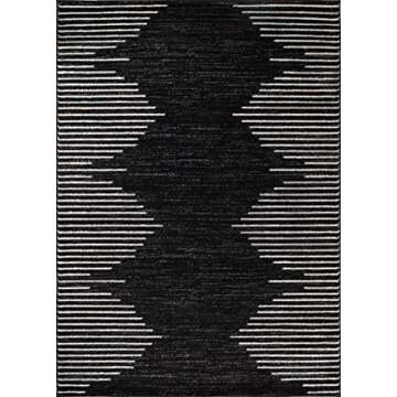 Rugshop Bohemian Stripe Stain Resistant High Traffic Living Room Kitchen Bedroom Dining Home Office ...