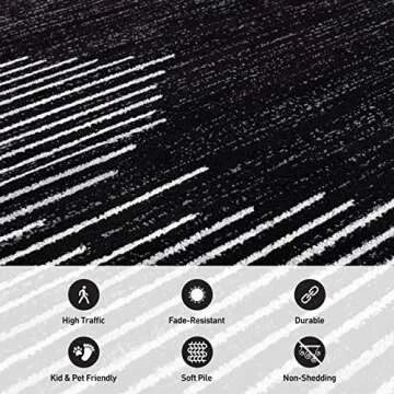 Rugshop Bohemian Stripe Stain Resistant High Traffic Living Room Kitchen Bedroom Dining Home Office Area Rug 8'x10' Black