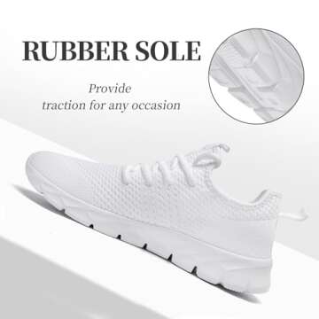 Linenghs White Running Shoes for Womens Fashion Sneakers Gym Tennis Lightweight Sports Workout Shoes,White,8.5