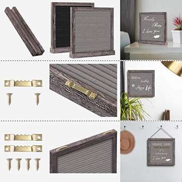 Double Sided Felt Letter Board with Rustic 10x10 Wood Frame,750 Precut Letters,Numbers, Extra Cursive Words, First Day of School Board, Baby Announcement Board Sign,Farmhouse Wall Decor Message Board