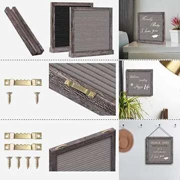 Double Sided Felt Letter Board with Rustic 10x10 Wood Frame,750 Precut Letters,Numbers, Extra Cursive Words, First Day of School Board, Baby Announcement Board Sign,Farmhouse Wall Decor Message Board