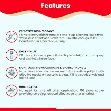 F10 SC Ready to Use Veterinary Disinfectant & Cleaner for Kennels, Litter Box, Cage, Terrariums, Habitats, Vet Practices - 1 Liter (1.06qt)